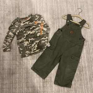 Kids Carhartt Long Overalls w/Matching Long Sleeve Shirt